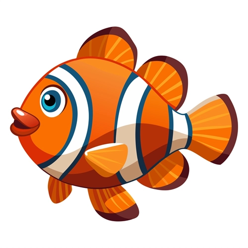 Under the Sea Theme Clown Fish Transparent Sticker
